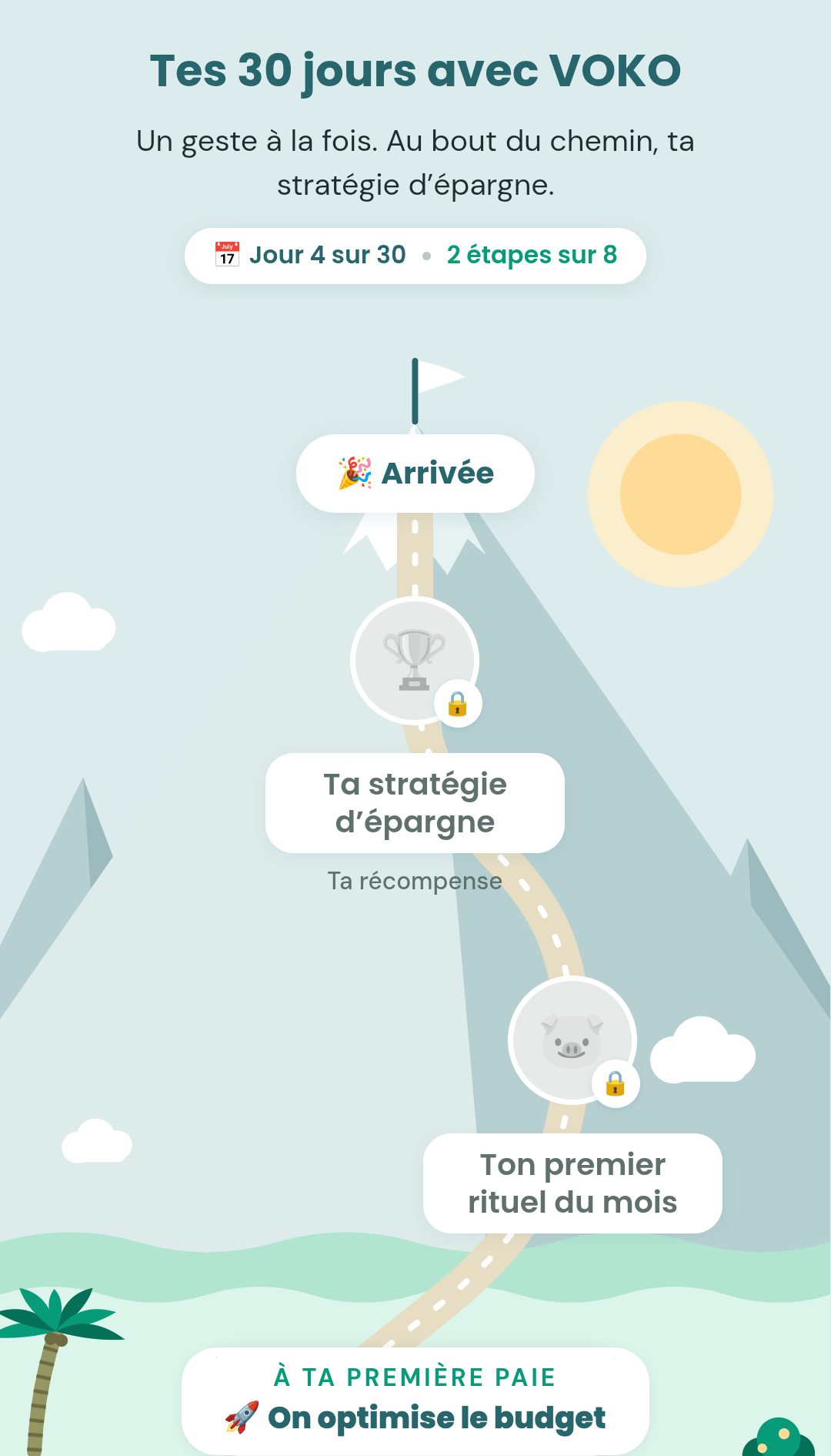 Mon parcours dans l’appli VOKO : la montagne, la stratégie d’épargne et l’arrivée
